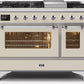 Ilve UM12FDNS3AWC Majestic Ii 48 Inch Dual Fuel Natural Gas Freestanding Range In Antique White With Chrome Trim