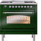 Ilve UP36FNMPEGC Nostalgie Ii 36 Inch Dual Fuel Natural Gas Freestanding Range In Emerald Green With Chrome Trim