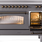 Ilve UPI486NMPMGB Nostalgie Ii 48 Inch Electric Freestanding Range In Matte Graphite With Bronze Trim