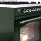 Ilve UP30NMPEGC Nostalgie Ii 30 Inch Dual Fuel Natural Gas Freestanding Range In Emerald Green With Chrome Trim