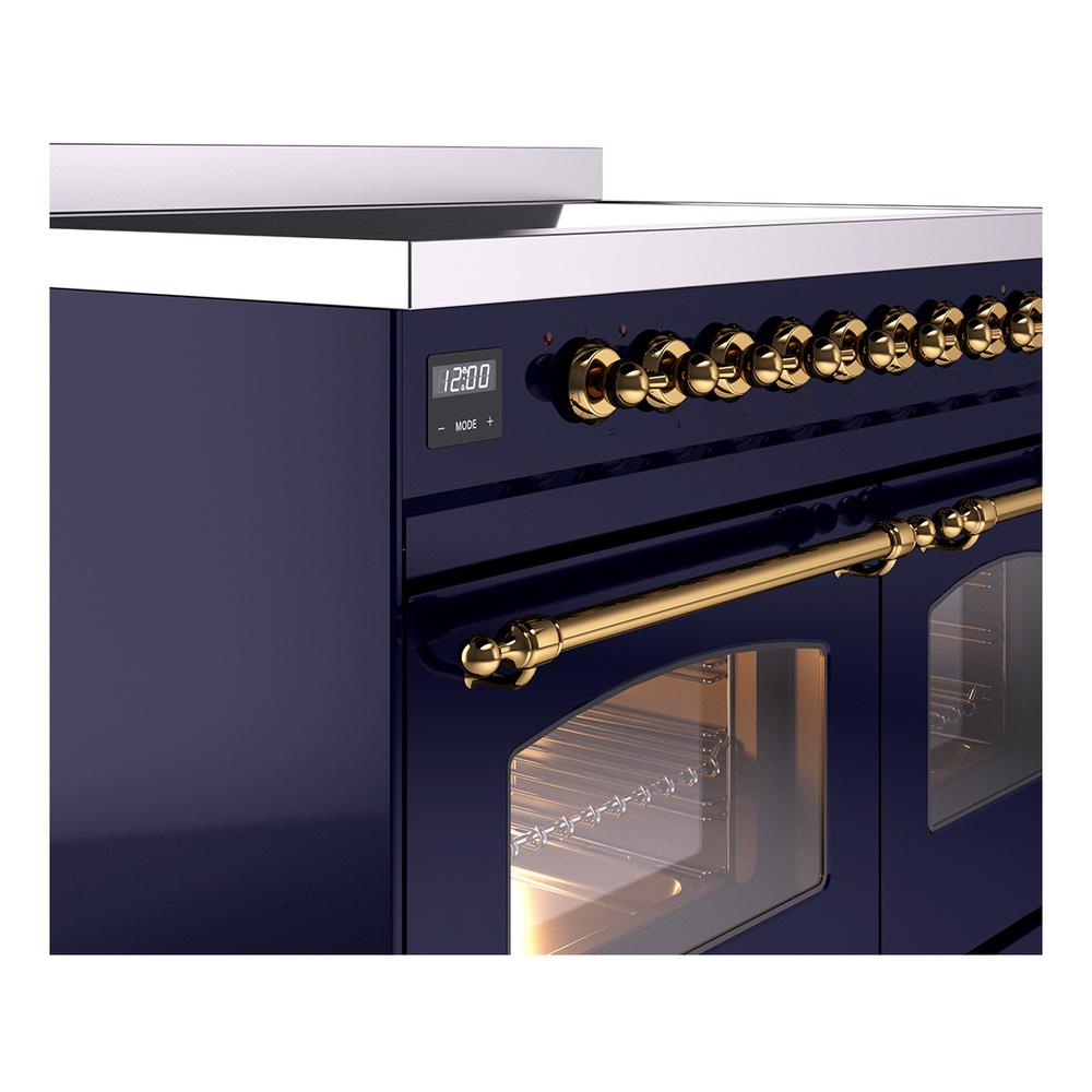 Ilve UNDI406NMPMBG Ilve Undi406Nmpmbg Nostalgie Ii Noblesse 40" Induction Range (Triple Glass Door, Midnight Blue, Brass)