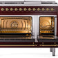 Ilve UP48FNMPBUGLP Nostalgie Ii 48 Inch Dual Fuel Liquid Propane Freestanding Range In Burgundy With Brass Trim