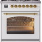 Ilve UP30NMPWHG Nostalgie Ii 30 Inch Dual Fuel Natural Gas Freestanding Range In White With Brass Trim