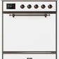 Ilve UM30DQNE3WHB Majestic Ii 30 Inch Dual Fuel Natural Gas Freestanding Range In White With Bronze Trim