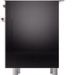 Ilve UP36FNMPBKPLP Nostalgie Ii 36 Inch Dual Fuel Liquid Propane Freestanding Range In Glossy Black With Copper Trim