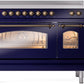 Ilve UPI486NMPMBB Nostalgie Ii 48 Inch Electric Freestanding Range In Blue With Bronze Trim