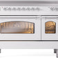 Ilve UPI486NMPWHC Nostalgie Ii 48 Inch Electric Freestanding Range In White With Chrome Trim