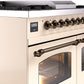 Ilve UPD40FNMPAWBLP Nostalgie Ii 40 Inch Dual Fuel Liquid Propane Freestanding Range In Antique White With Bronze Trim