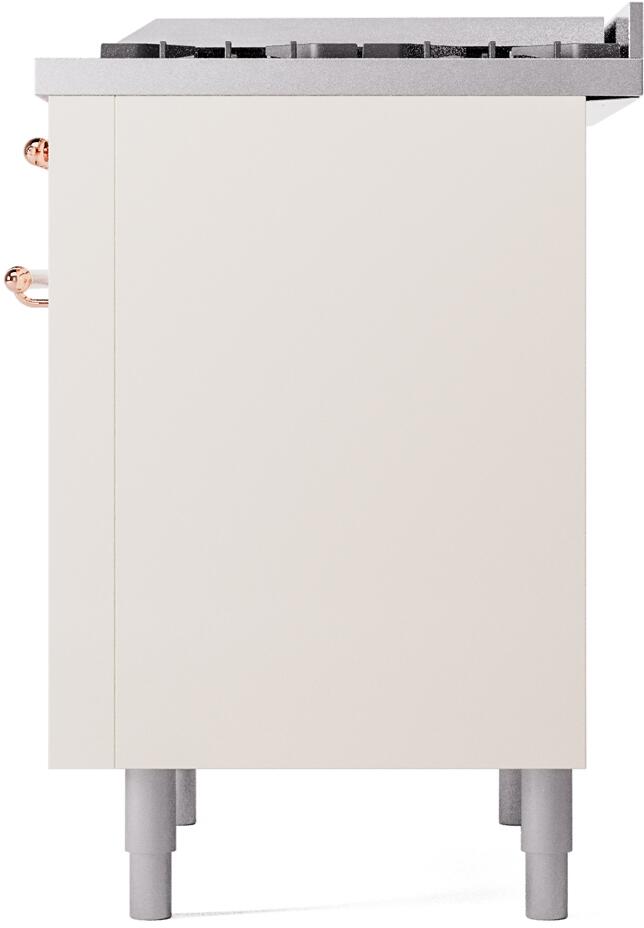 Ilve UP36FNMPAWPLP Nostalgie Ii 36 Inch Dual Fuel Liquid Propane Freestanding Range In Antique White With Copper Trim