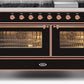 Ilve UM15FDNS3BKPLP Majestic Ii 60 Inch Dual Fuel Liquid Propane Freestanding Range In Glossy Black With Copper Trim