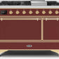 Ilve UM12FDQNS3BUGLP Majestic Ii 48 Inch Dual Fuel Liquid Propane Freestanding Range In Burgundy With Brass Trim