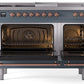 Ilve UP48FSNMPBGP Nostalgie Ii 48 Inch Dual Fuel Natural Gas Freestanding Range In Blue Grey With Copper Trim