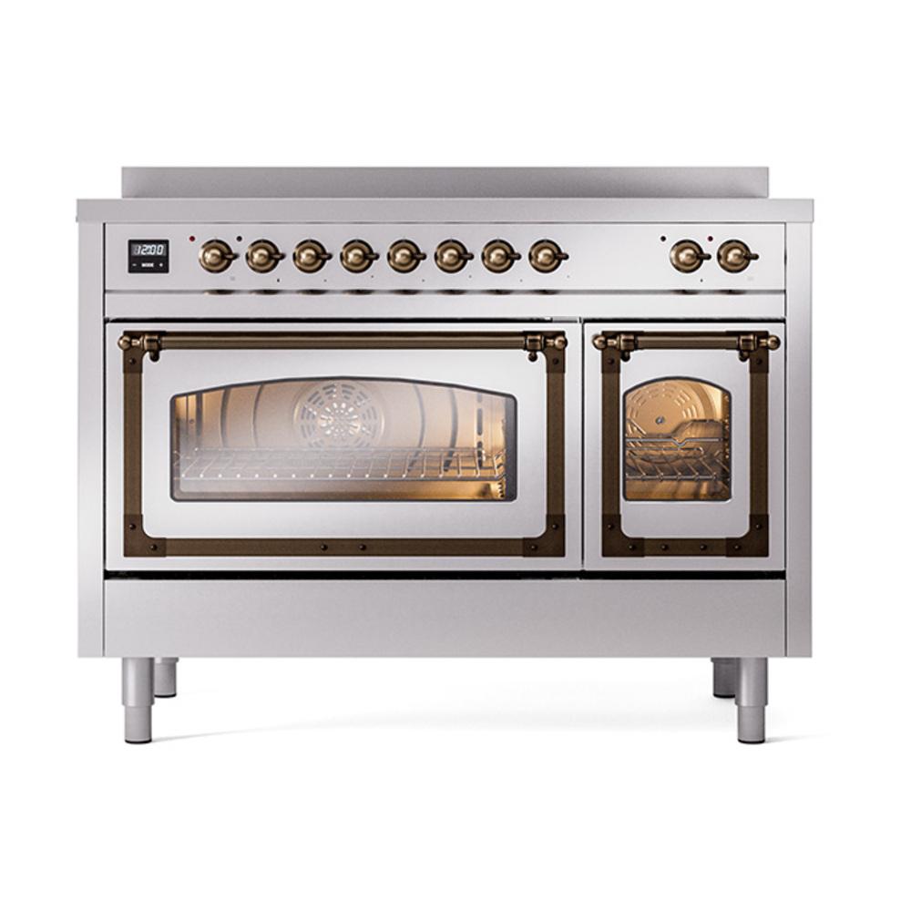 Ilve UNI486NMPSSB Ilve Uni486Nmpssb Nostalgie Ii Noblesse 48" Induction Range (Triple Glass Door, Stainless Steel, Burnished)