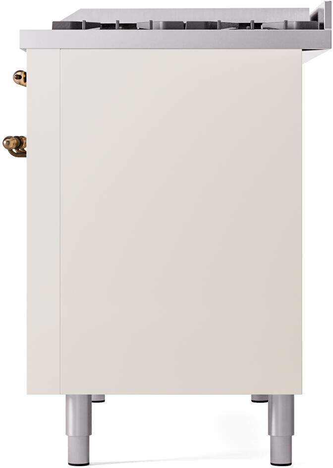 Ilve UP48FNMPAWB Nostalgie Ii 48 Inch Dual Fuel Natural Gas Freestanding Range In Antique White With Bronze Trim