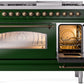 Ilve UP48FNMPEGB Nostalgie Ii 48 Inch Dual Fuel Natural Gas Freestanding Range In Emerald Green With Bronze Trim