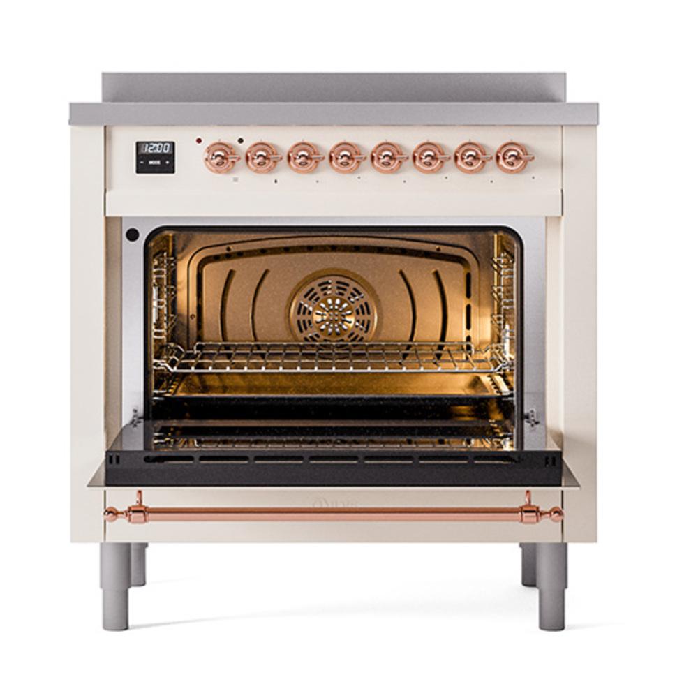 Ilve UNI366NMPAWP Ilve Uni366Nmpawp Nostalgie Ii Noblesse 36" Induction Range (Triple Glass Door, Antique White, Copper)