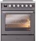 Ilve UPI304WMPMG Professional Plus Ii 30 Inch Electric Freestanding Range In Matte Graphite With Trim