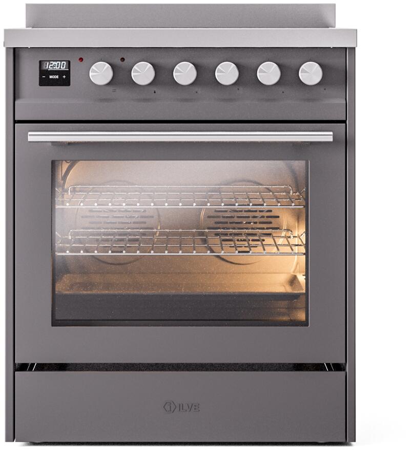 Ilve UPI304WMPMG Professional Plus Ii 30 Inch Electric Freestanding Range In Matte Graphite With Trim