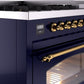 Ilve UP48FNMPMBG Nostalgie Ii 48 Inch Dual Fuel Natural Gas Freestanding Range In Blue With Brass Trim