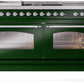 Ilve UP60FSNMPEGCLP Nostalgie Ii 60 Inch Dual Fuel Liquid Propane Freestanding Range In Emerald Green With Chrome Trim