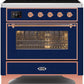 Ilve UMI09NS3MBP Majestic Ii 36 Inch Electric Freestanding Range In Blue With Copper Trim