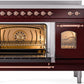 Ilve UPI486NMPBUP Nostalgie Ii 48 Inch Electric Freestanding Range In Burgundy With Copper Trim