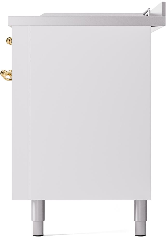 Ilve UP60FSNMPWHG Nostalgie Ii 60 Inch Dual Fuel Natural Gas Freestanding Range In White With Brass Trim