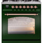 Ilve UP30NMPEGP Nostalgie Ii 30 Inch Dual Fuel Natural Gas Freestanding Range In Emerald Green With Copper Trim