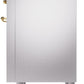 Ilve UP36FNMPSSG Nostalgie Ii 36 Inch Dual Fuel Natural Gas Freestanding Range In Stainless Steel With Brass Trim