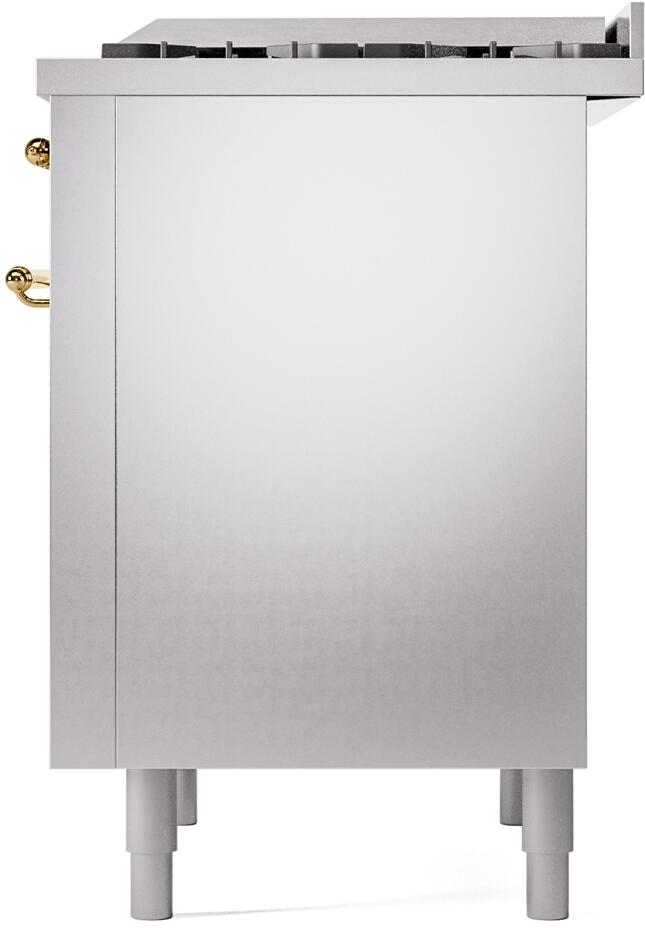 Ilve UP36FNMPSSG Nostalgie Ii 36 Inch Dual Fuel Natural Gas Freestanding Range In Stainless Steel With Brass Trim