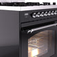 Ilve UP30NMPBKC Nostalgie Ii 30 Inch Dual Fuel Natural Gas Freestanding Range In Glossy Black With Chrome Trim