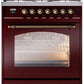 Ilve UP30NMPBUB Nostalgie Ii 30 Inch Dual Fuel Natural Gas Freestanding Range In Burgundy With Bronze Trim