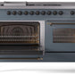 Ilve UP60FSNMPBGB Nostalgie Ii 60 Inch Dual Fuel Natural Gas Freestanding Range In Blue Grey With Bronze Trim