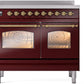 Ilve UPDI406NMPBUG Nostalgie Ii 40 Inch Electric Freestanding Range In Burgundy With Brass Trim