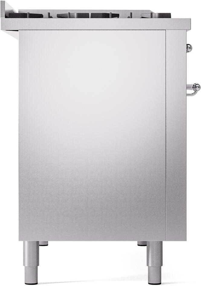 Ilve UP48FNMPSSC Nostalgie Ii 48 Inch Dual Fuel Natural Gas Freestanding Range In Stainless Steel With Chrome Trim