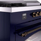 Ilve UP60FSNMPMBBLP Nostalgie Ii 60 Inch Dual Fuel Liquid Propane Freestanding Range In Blue With Bronze Trim