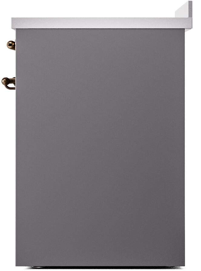 Ilve UPI304NMPMGB Nostalgie Ii 30 Inch Electric Freestanding Range In Matte Graphite With Bronze Trim