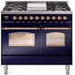 Ilve UPD40FNMPMBP Nostalgie Ii 40 Inch Dual Fuel Natural Gas Freestanding Range In Blue With Copper Trim