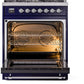 Ilve UP30NMPMBCLP Nostalgie Ii 30 Inch Dual Fuel Liquid Propane Freestanding Range In Blue With Chrome Trim