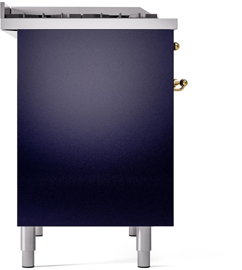 Ilve UPD40FNMPMBGLP Nostalgie Ii 40 Inch Dual Fuel Liquid Propane Freestanding Range In Blue With Brass Trim