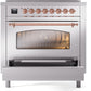 Ilve UPI366NMPSSP Nostalgie Ii 36 Inch Electric Freestanding Range In Stainless Steel With Copper Trim