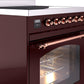 Ilve UPI304NMPBUP Nostalgie Ii 30 Inch Electric Freestanding Range In Burgundy With Copper Trim