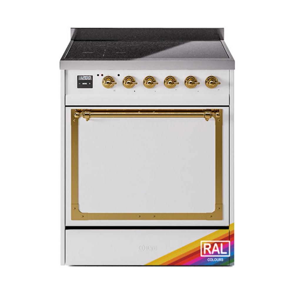 Ilve UNI304QNMPRAG Ilve Uni304Qnmprag Nostalgie Ii Noblesse 30" Induction Range (Solid Door, Ral, Brass)