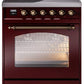 Ilve UPI304NMPBUB Nostalgie Ii 30 Inch Electric Freestanding Range In Burgundy With Bronze Trim