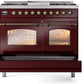 Ilve UPD40FNMPBUB Nostalgie Ii 40 Inch Dual Fuel Natural Gas Freestanding Range In Burgundy With Bronze Trim