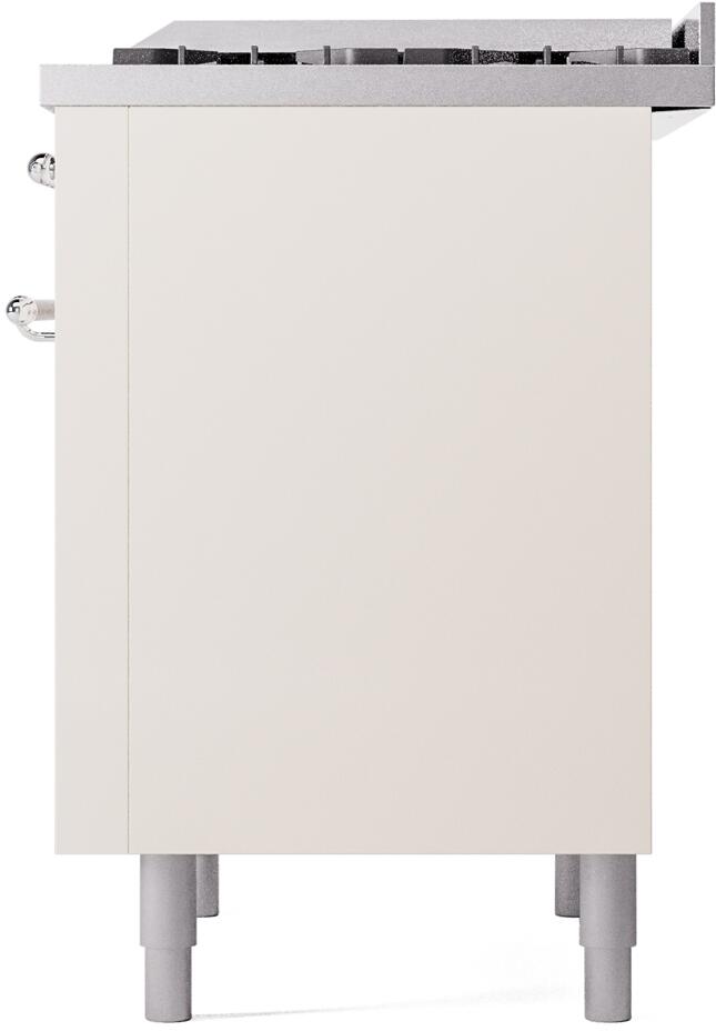 Ilve UP36FNMPAWCLP Nostalgie Ii 36 Inch Dual Fuel Liquid Propane Freestanding Range In Antique White With Chrome Trim