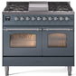 Ilve UPD40FNMPBGCLP Nostalgie Ii 40 Inch Dual Fuel Liquid Propane Freestanding Range In Blue Grey With Chrome Trim