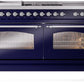 Ilve UP60FSNMPMBC Nostalgie Ii 60 Inch Dual Fuel Natural Gas Freestanding Range In Blue With Chrome Trim