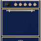 Ilve UM30DQNE3MBGLP Majestic Ii 30 Inch Dual Fuel Liquid Propane Freestanding Range In Blue With Brass Trim