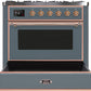 Ilve UM09FDNS3BGPLP Majestic Ii 36 Inch Dual Fuel Liquid Propane Freestanding Range In Blue Grey With Copper Trim